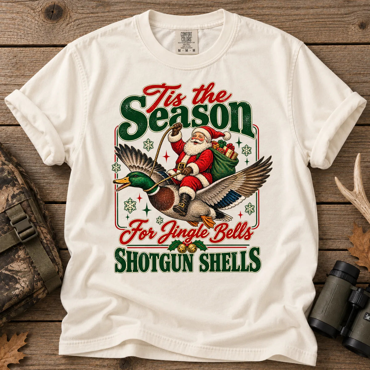 Christmas Duck Hunting T-Shirt in Ivory