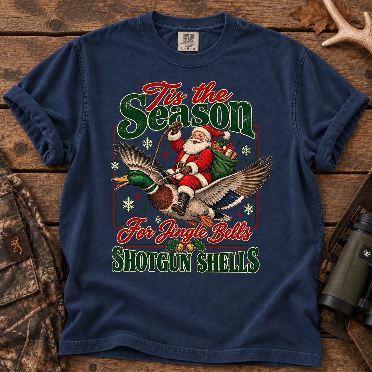 Christmas Duck Hunting T-Shirt in True Navy