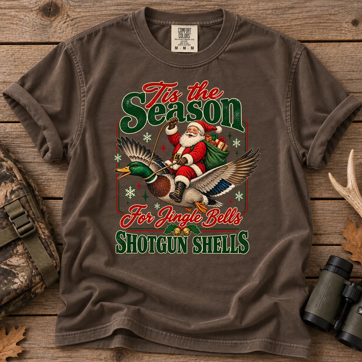 Christmas Duck Hunting T-Shirt in Espresso