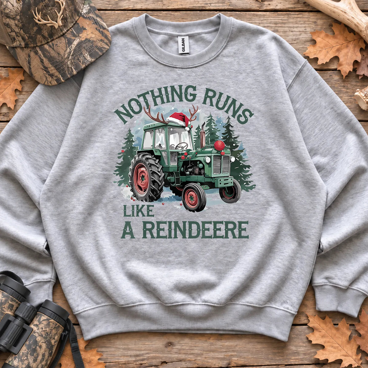 Christmas Tractor Reindeer Sweatshirt in Sport Grey
