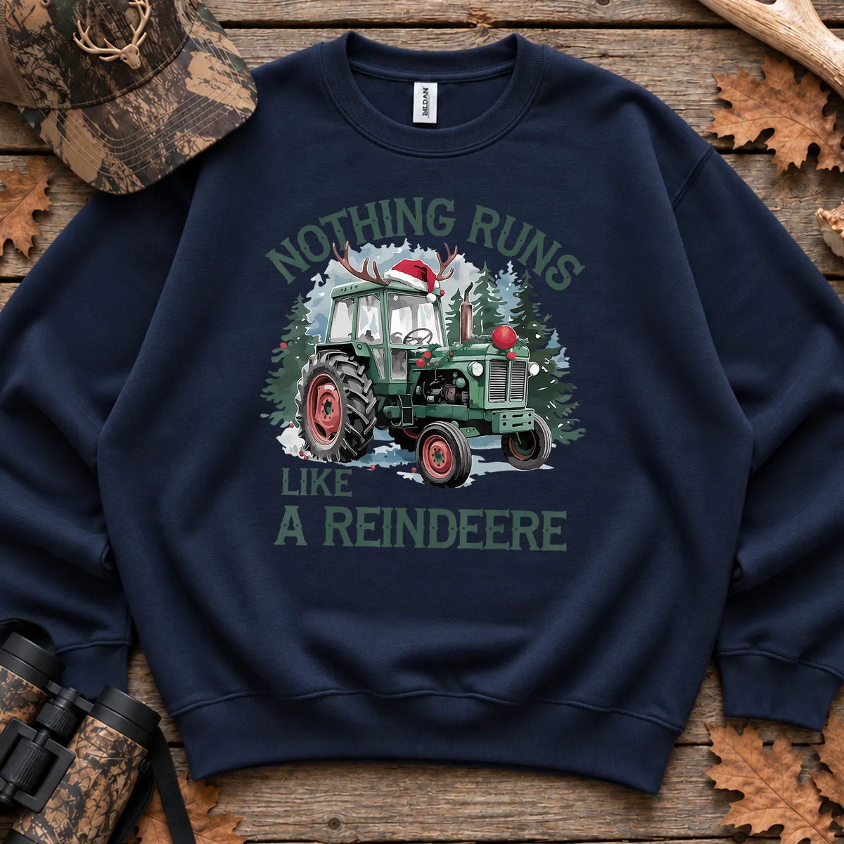 Christmas Tractor Reindeer Sweatshirt in Navy