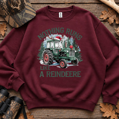 Christmas Tractor Reindeer Sweatshirt in Maroon
