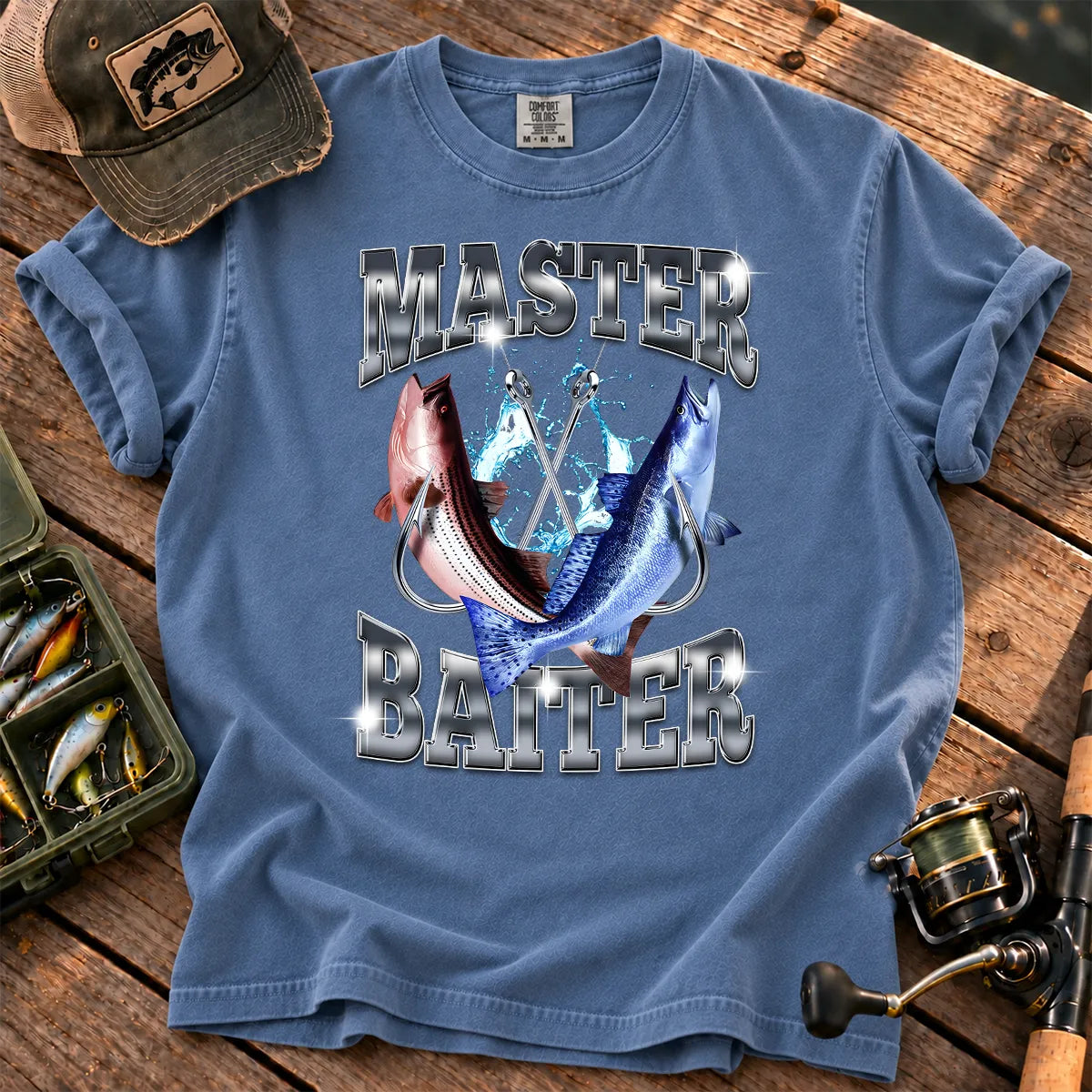 Chrome Bait Master T-Shirt in Blue Jean