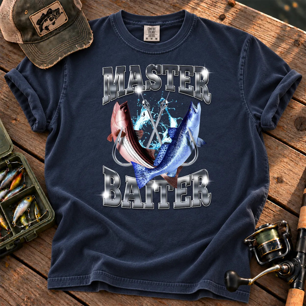 Chrome Bait Master T-Shirt in True Navy