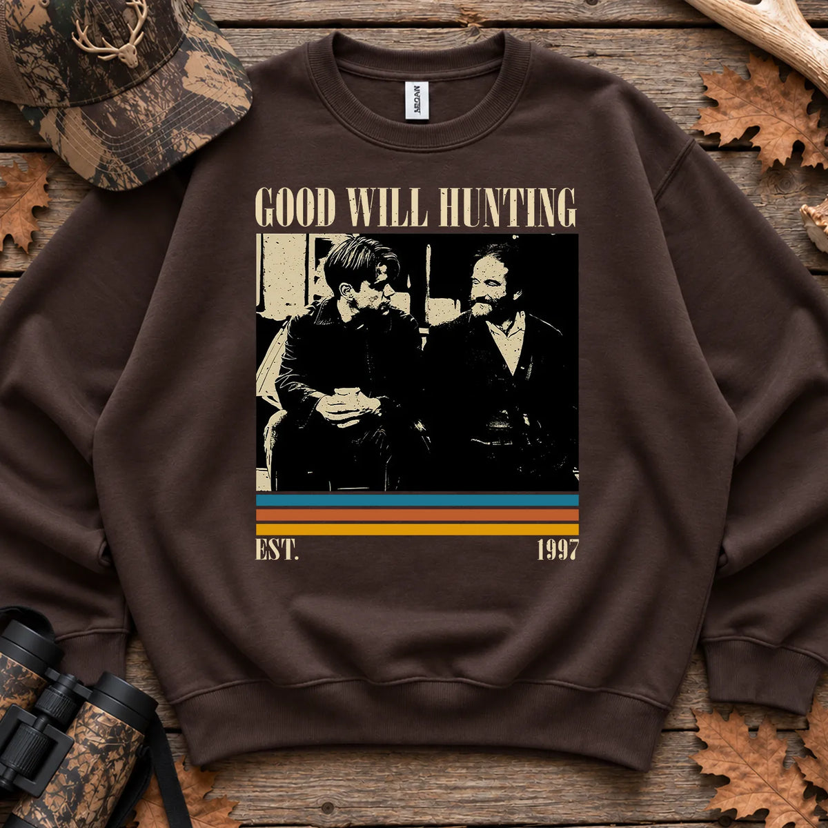 Classic Hunting Movie Parody Sweatshirt in Dark Chocolate