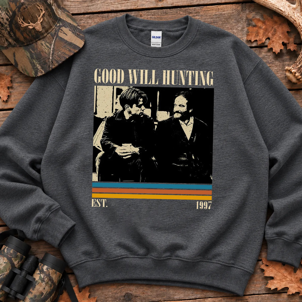 Classic Hunting Movie Parody Sweatshirt in Dark Heather