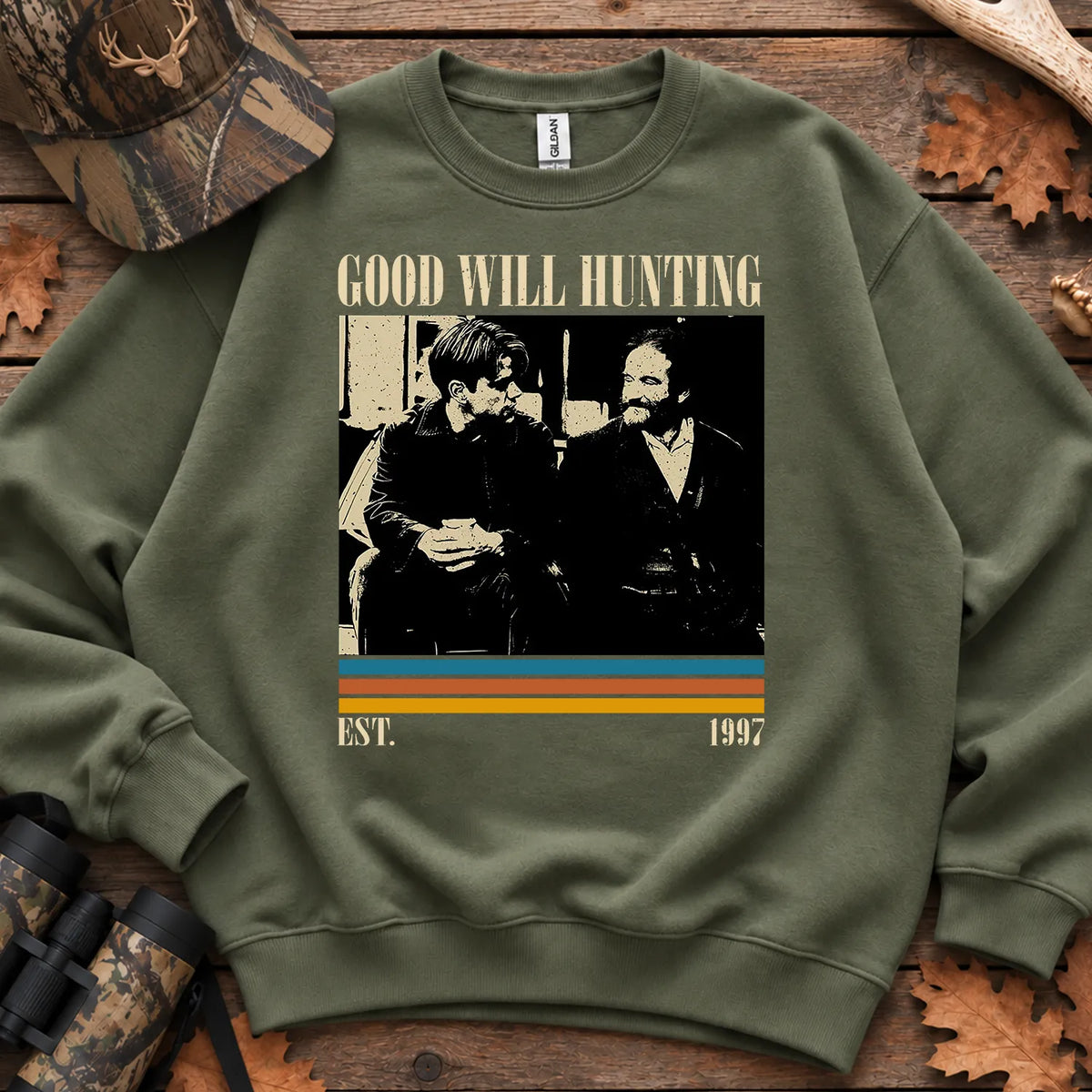 Classic Hunting Movie Parody Sweatshirt in Military Green