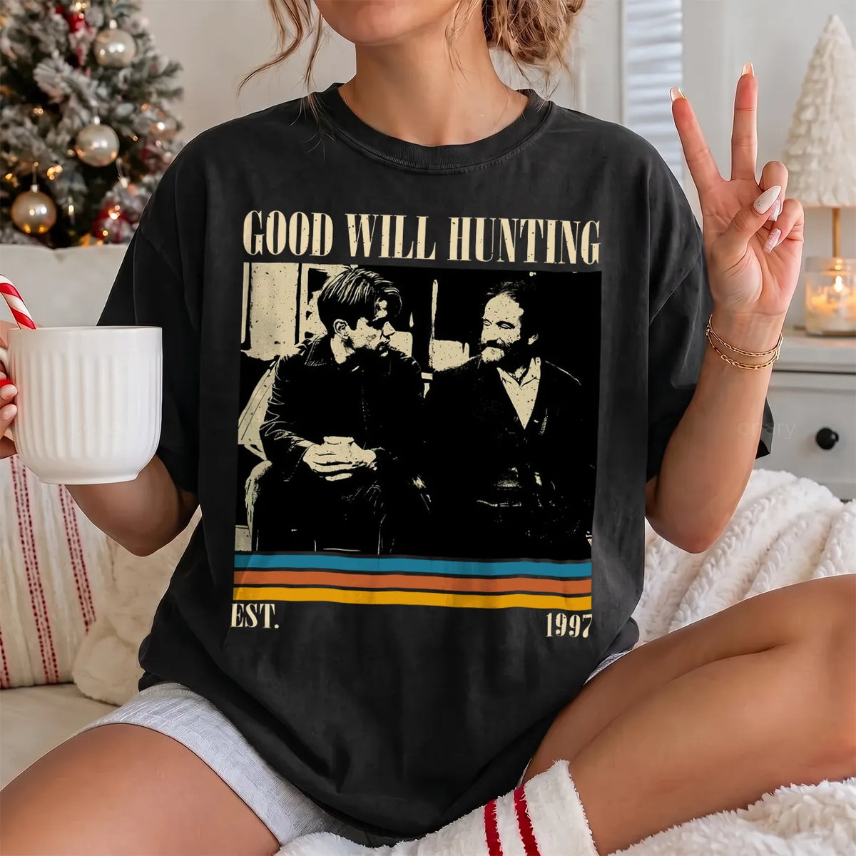 Classic Hunting Movie T-Shirt Women model in Black