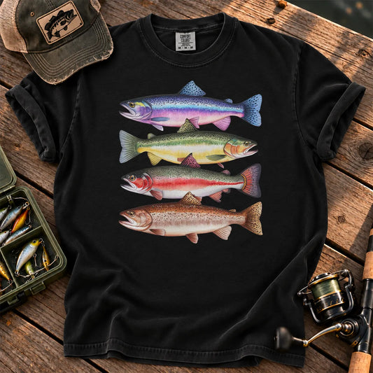 Colorful Trout Species T-Shirt in Black
