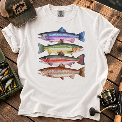 Colorful Trout Species T-Shirt in White