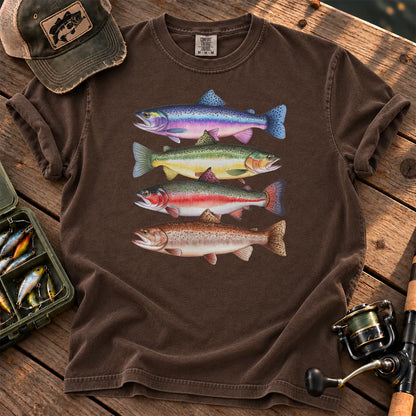 Colorful Trout Species T-Shirt in Espresso