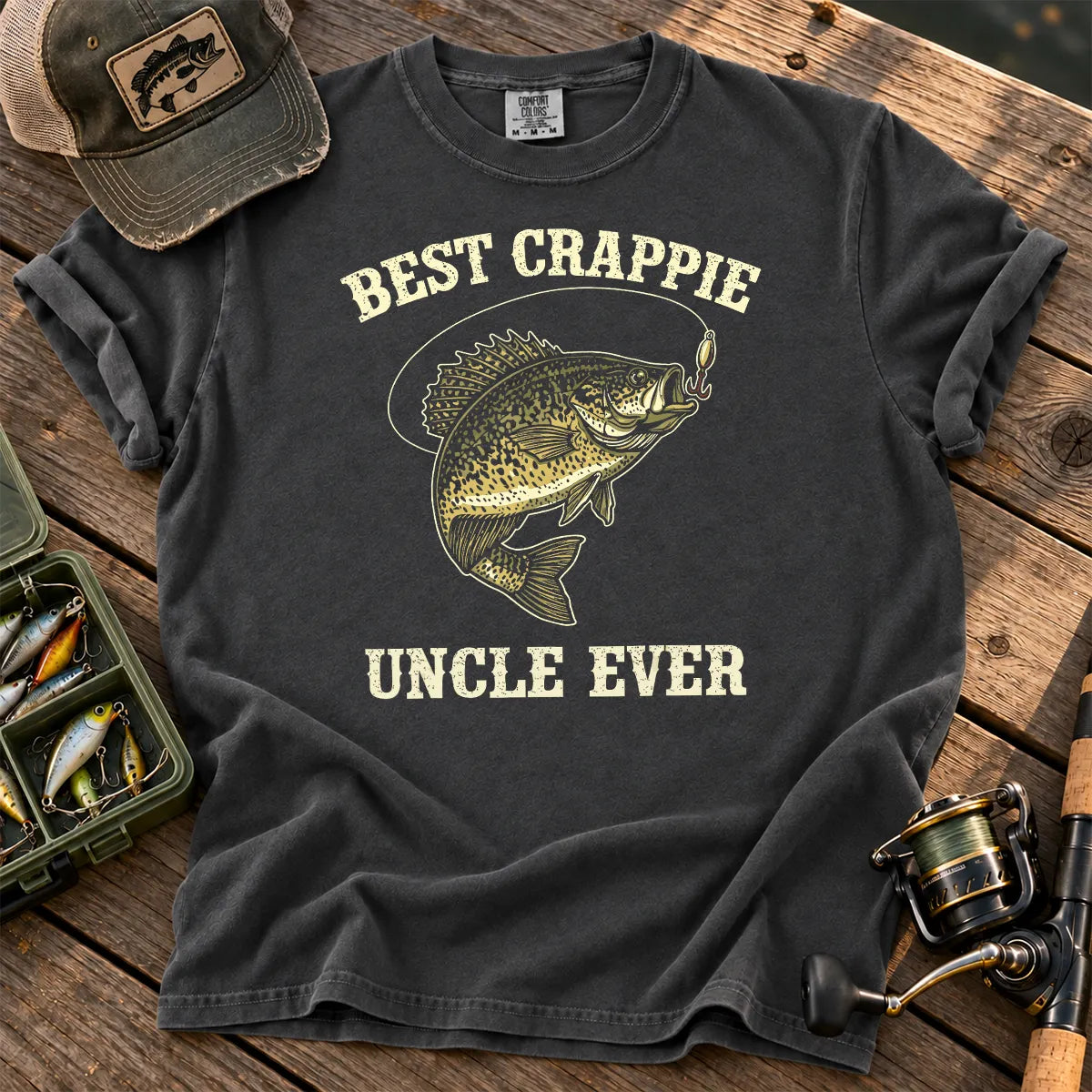 Crappie Uncle Fishing T-Shirt in Pepper