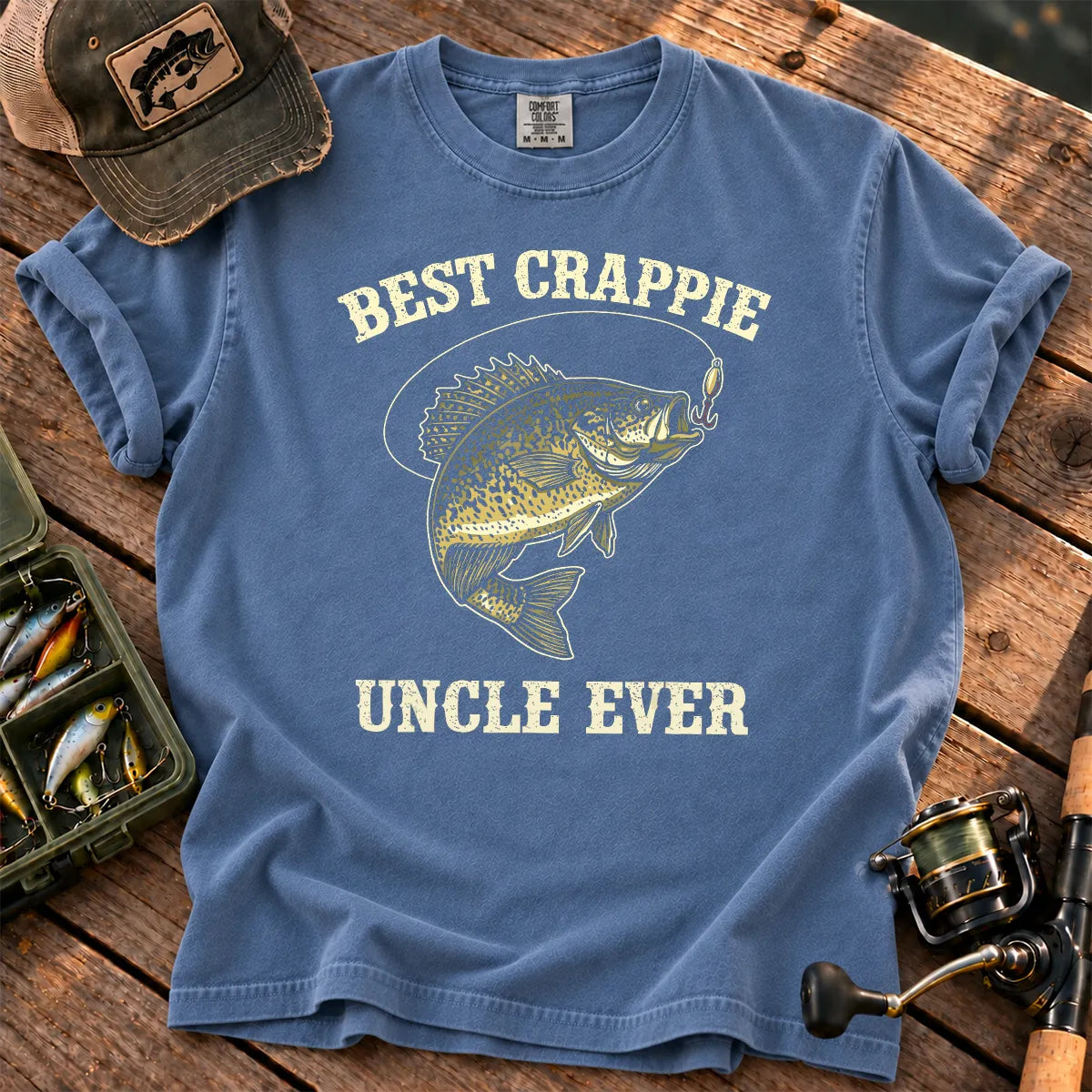 Crappie Uncle Fishing T-Shirt in Blue Jean