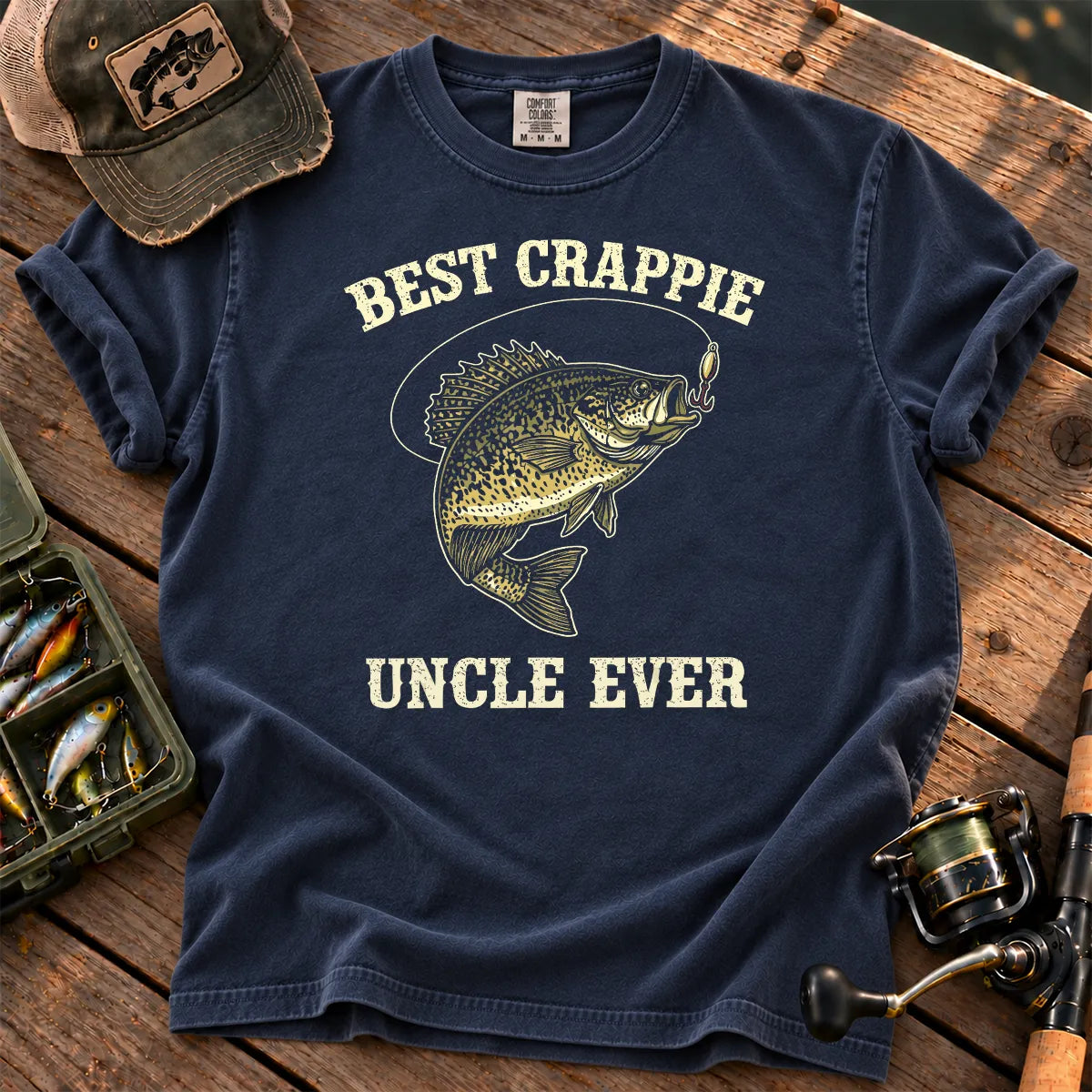 Crappie Uncle Fishing T-Shirt in True Navy
