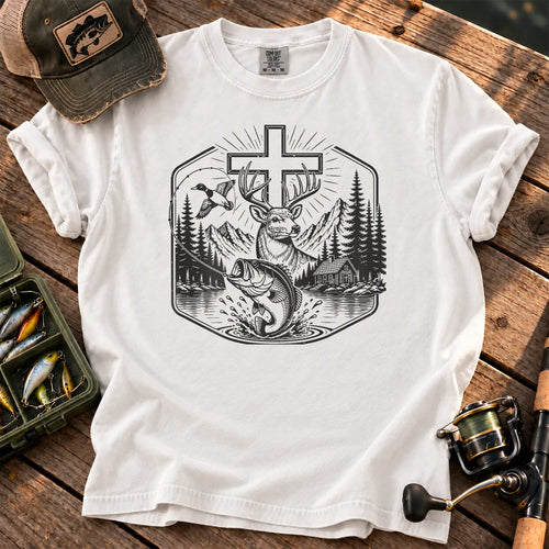 Cross Bass Fishing T-Shirt in White