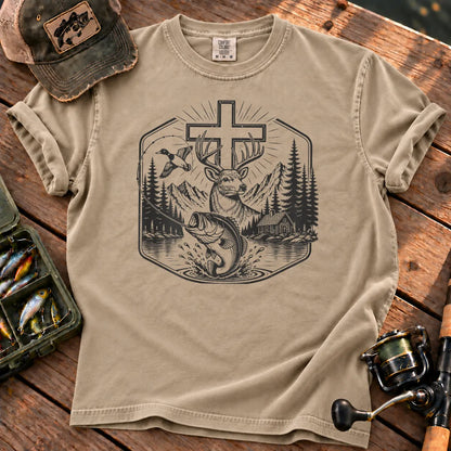 Cross Bass Fishing T-Shirt in Sandstone