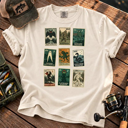 Cryptid Monster Stamps T-Shirt in Ivory