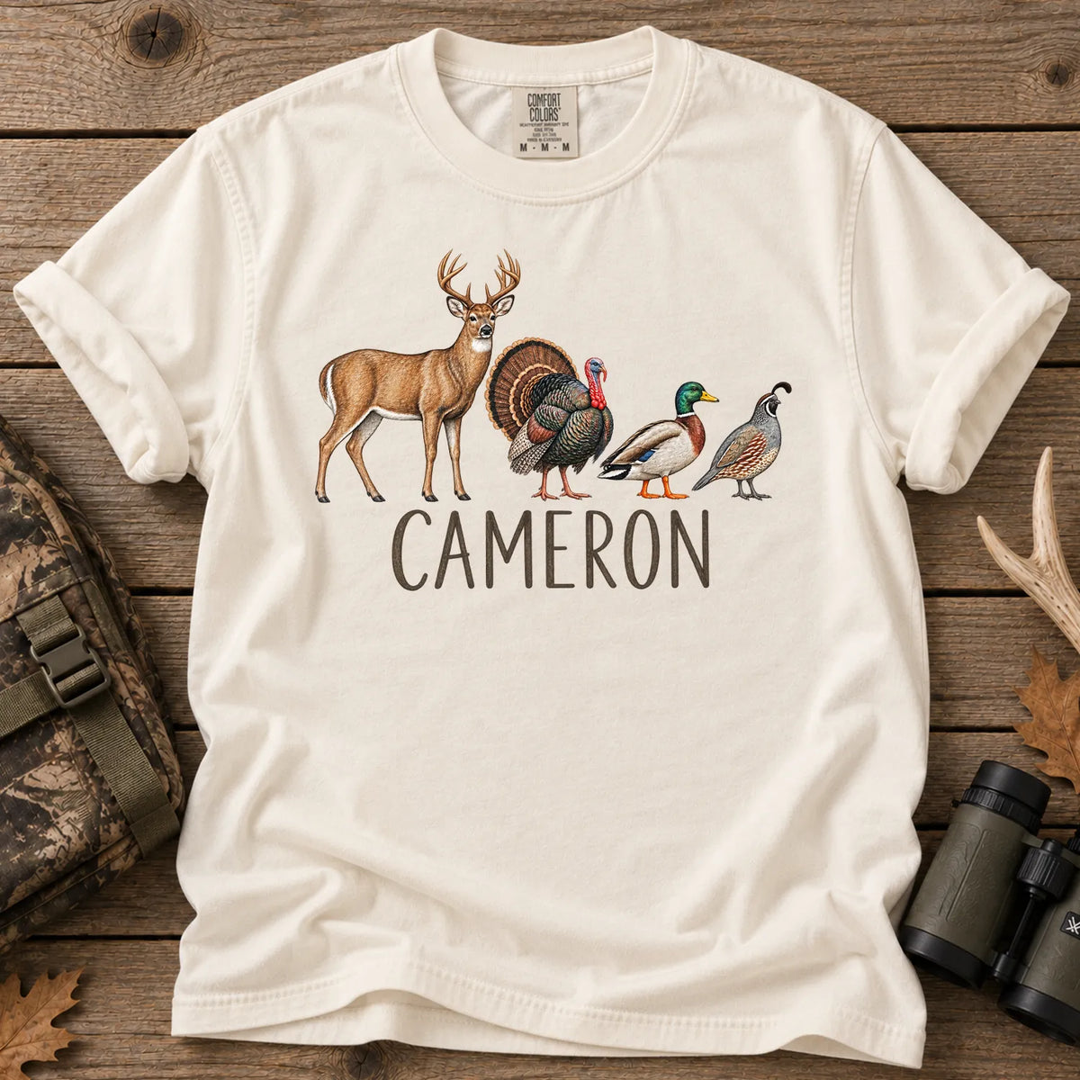 Custom Name Hunting Season T-Shirt in Ivory