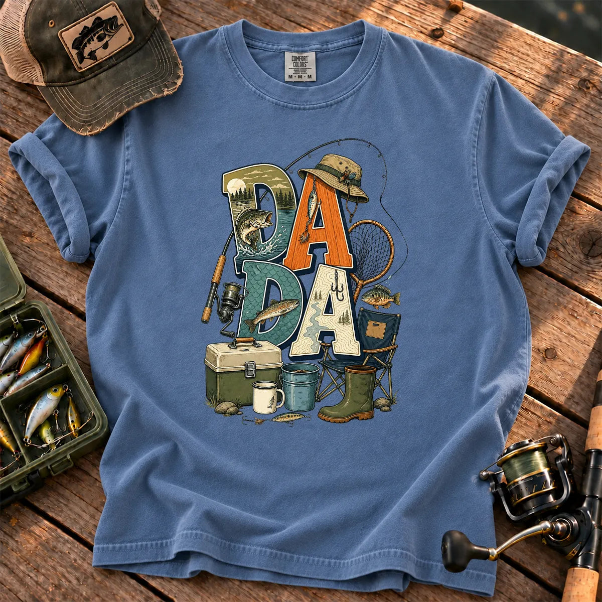 Dada Fishing T-Shirt in Blue Jean
