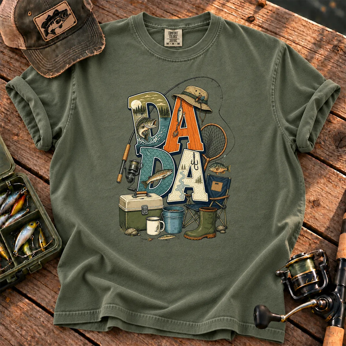 Dada Fishing T-Shirt in Moss