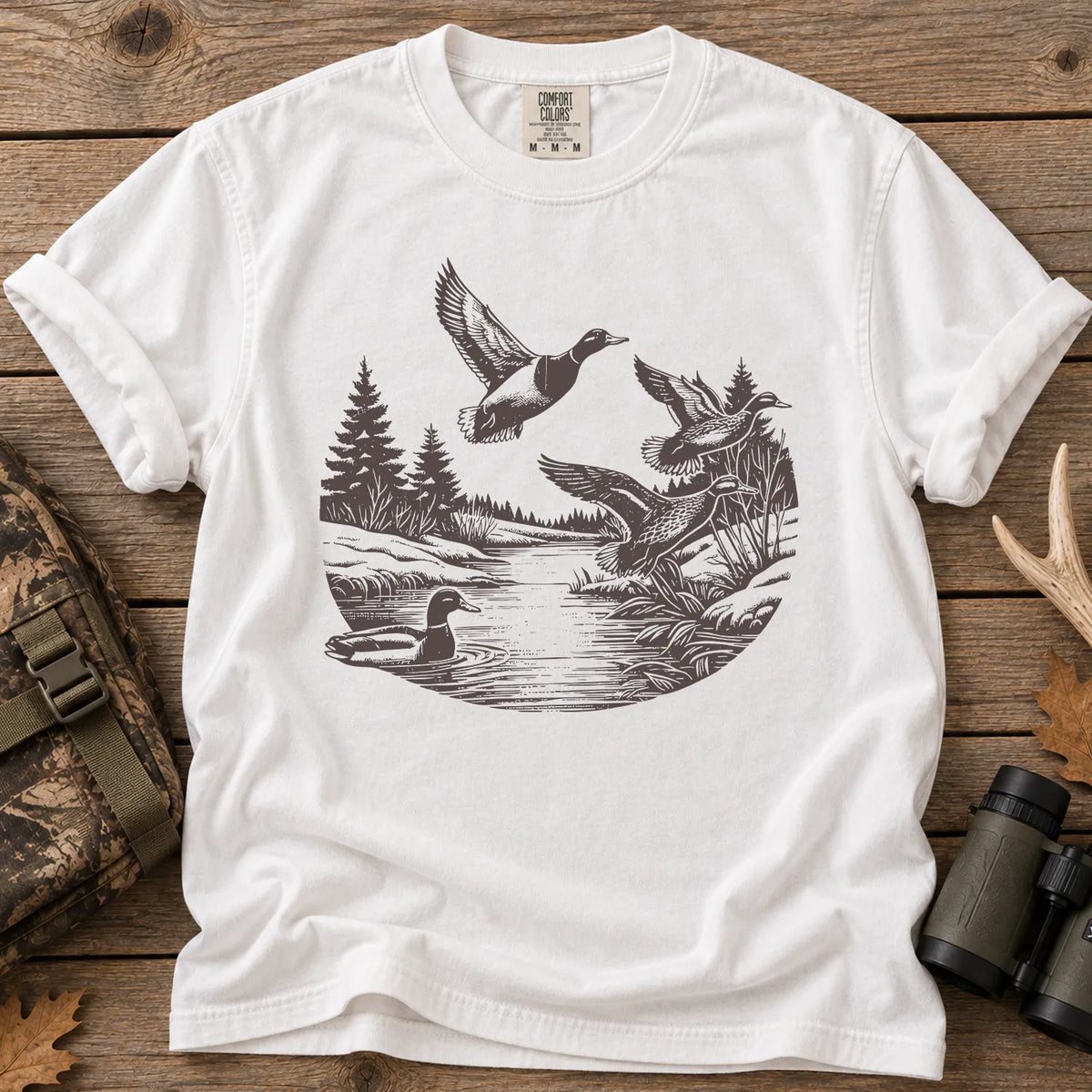 Dark Mallard Flight T-Shirt in White