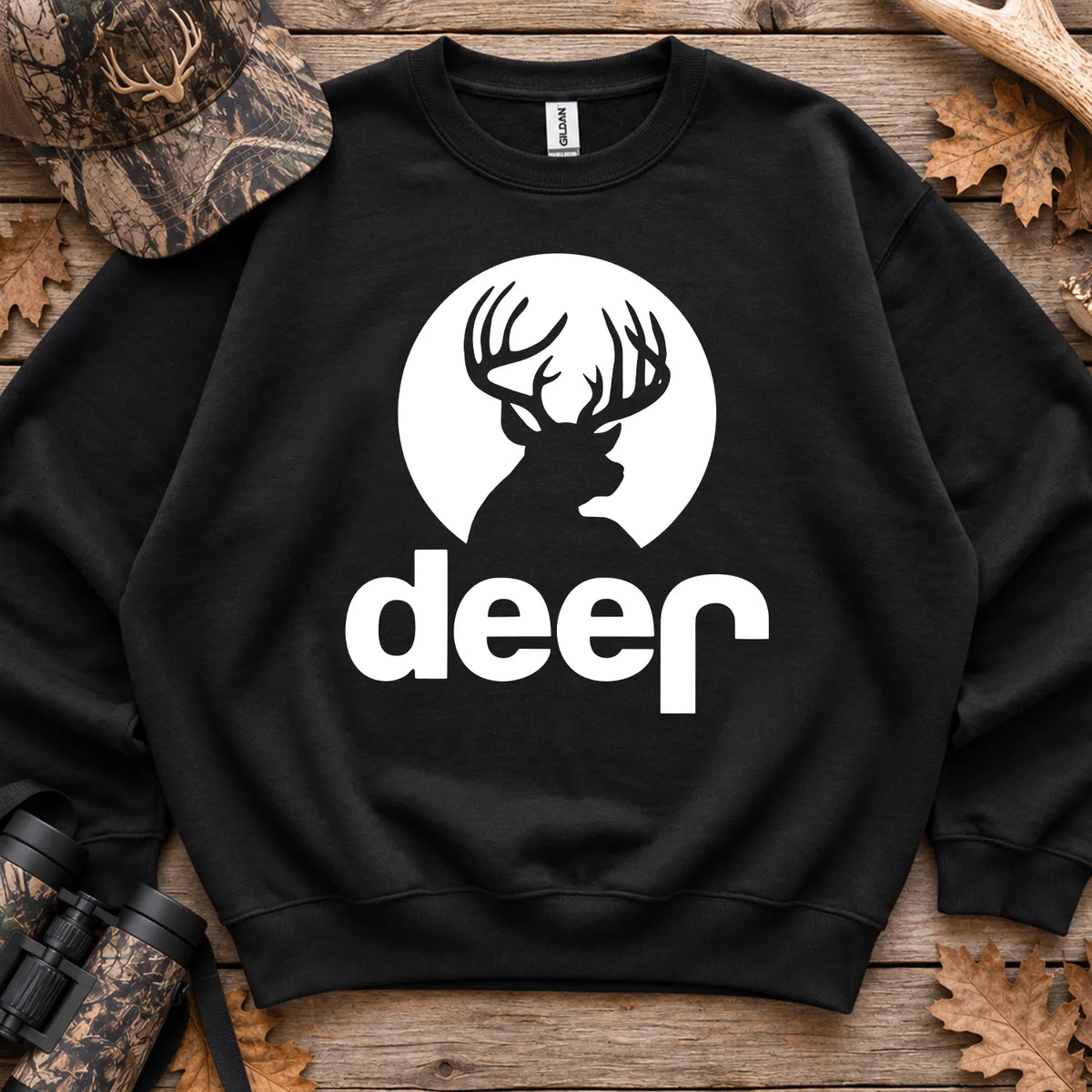Deer Badge Parody Sweatshirt in Black