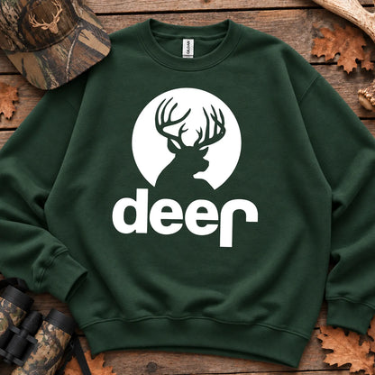 Deer Badge Parody Sweatshirt in Forest Green