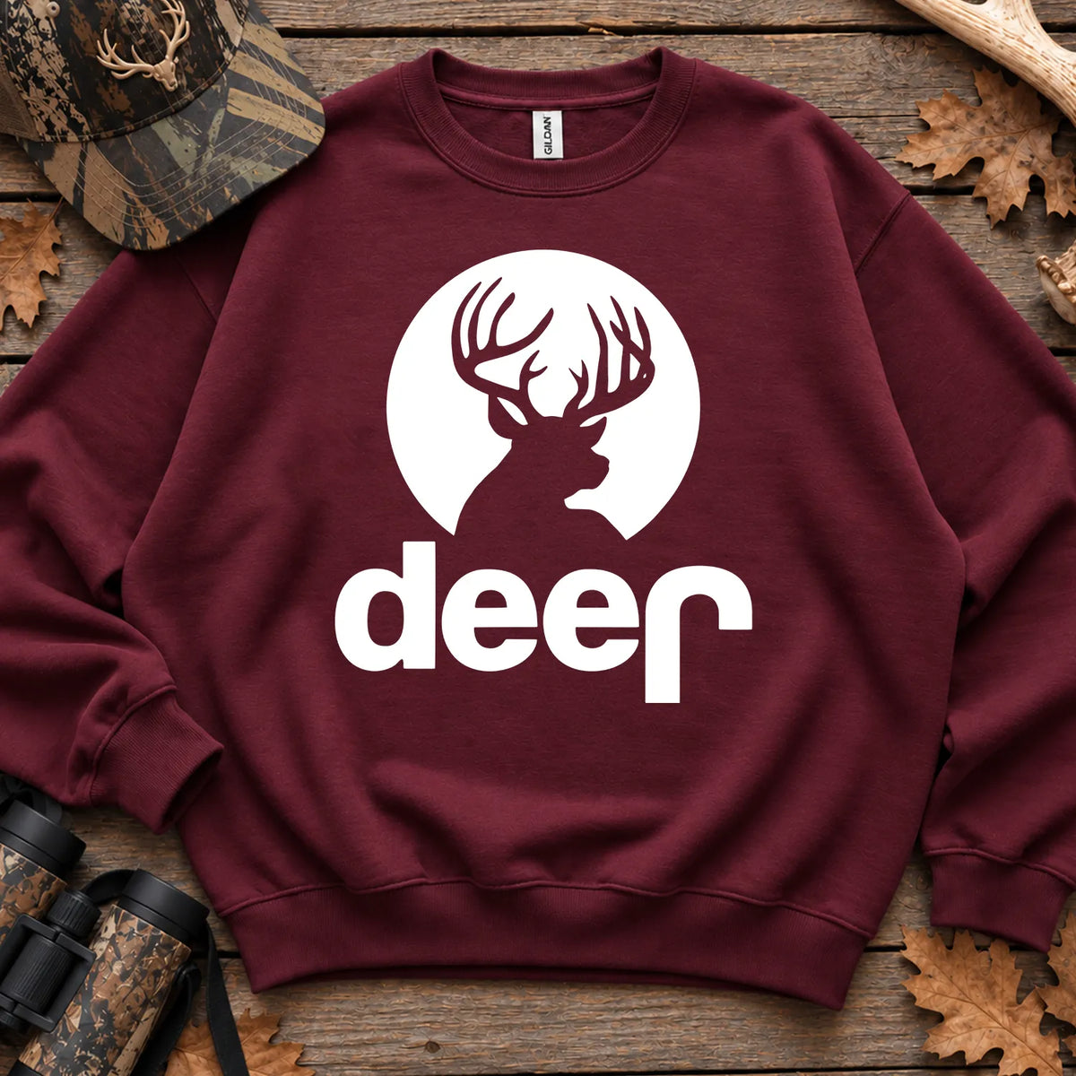 Deer Badge Parody Sweatshirt in Maroon