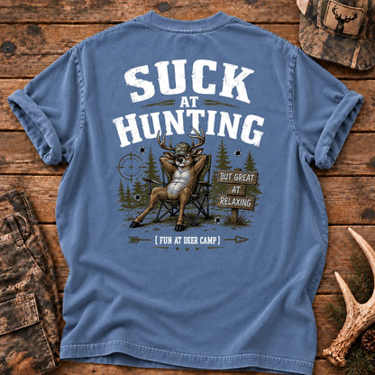 Deer Camp Relaxing T-Shirt in Blue Jean