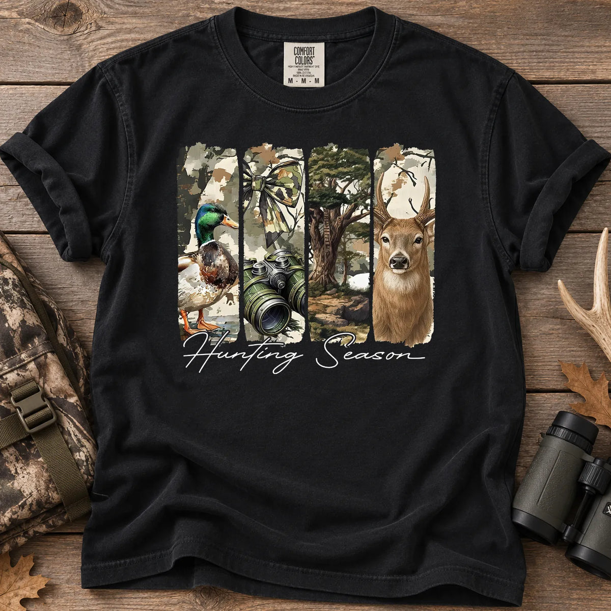 Deer Duck Hunting Season T-Shirt in Black