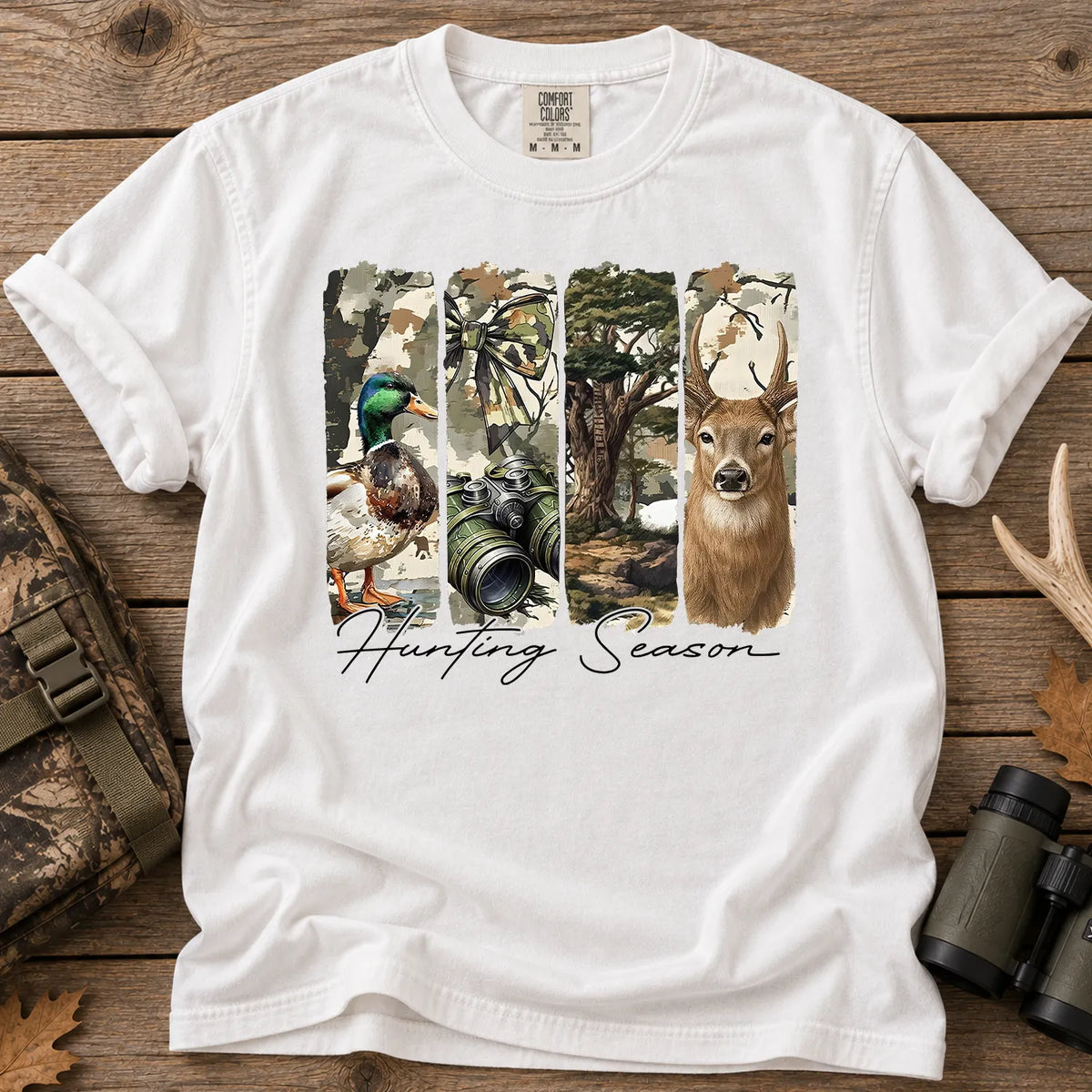 Deer Duck Hunting Season T-Shirt in White