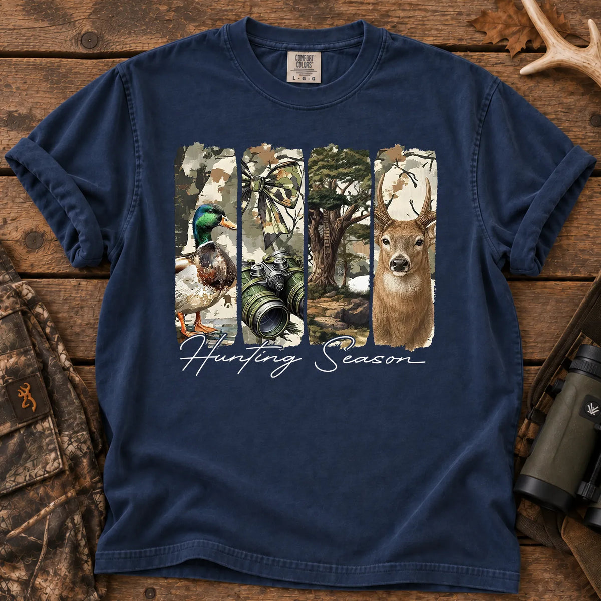 Deer Duck Hunting Season T-Shirt in True Navy