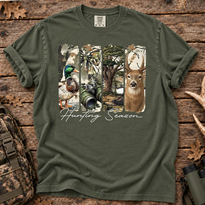Deer Duck Hunting Season T-Shirt in Moss