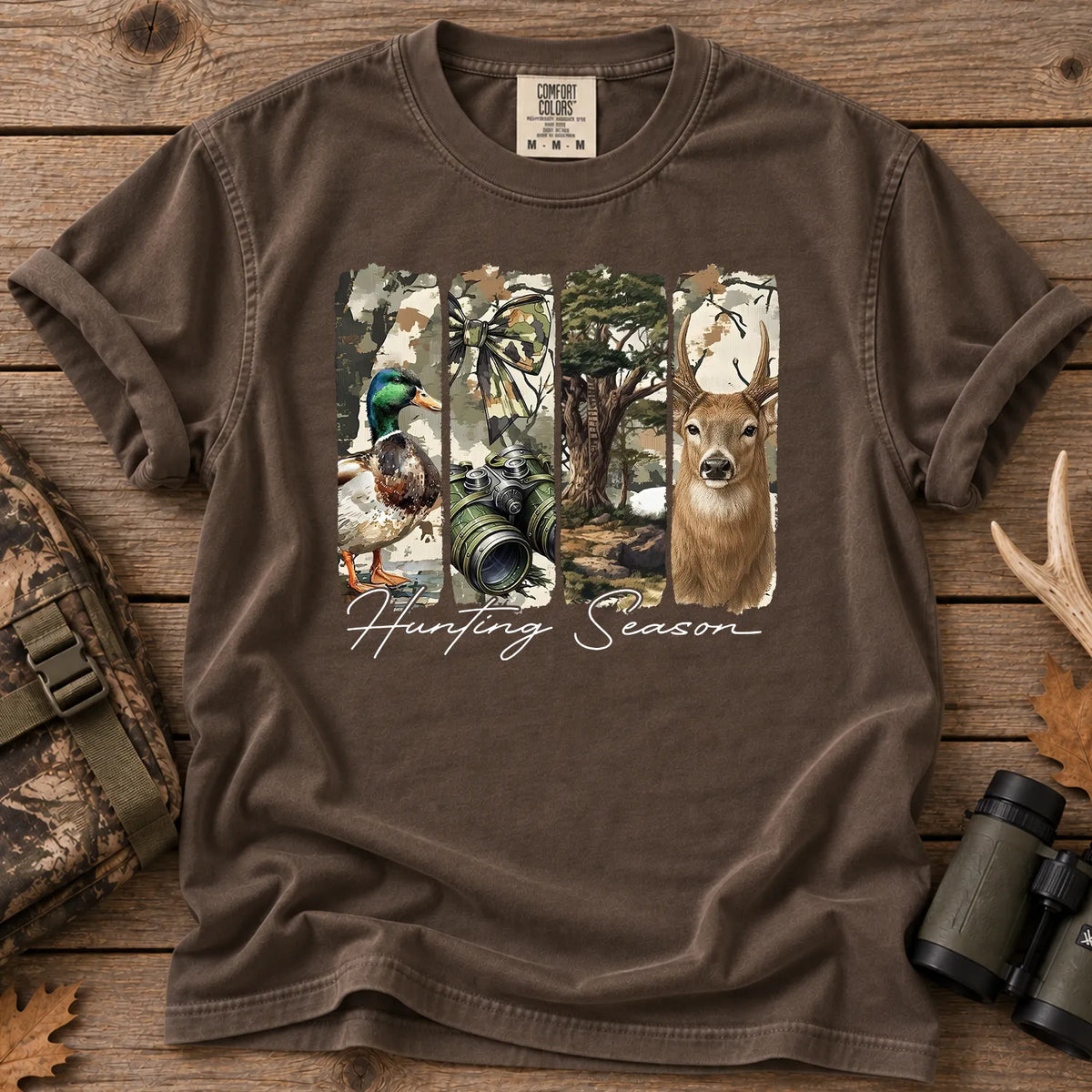 Deer Duck Hunting Season T-Shirt in Espresso