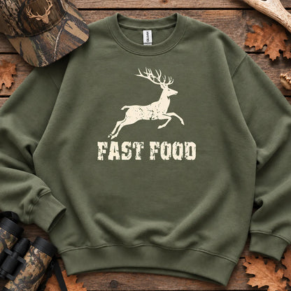 Deer Fast Food Sweatshirt in Military Green