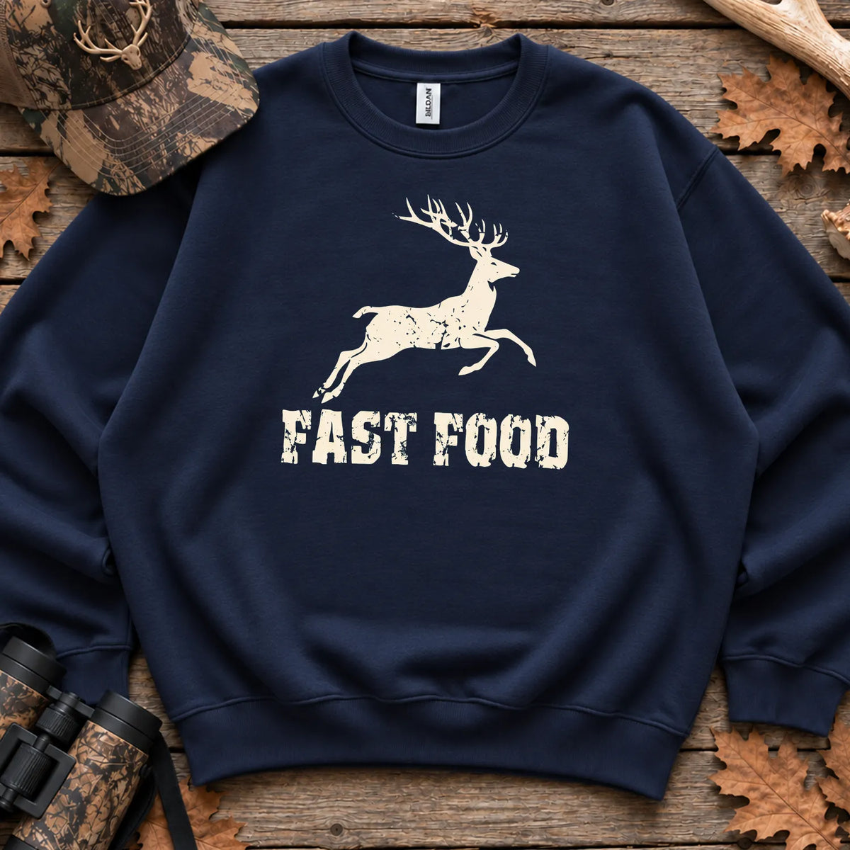 Deer Fast Food Sweatshirt in Navy