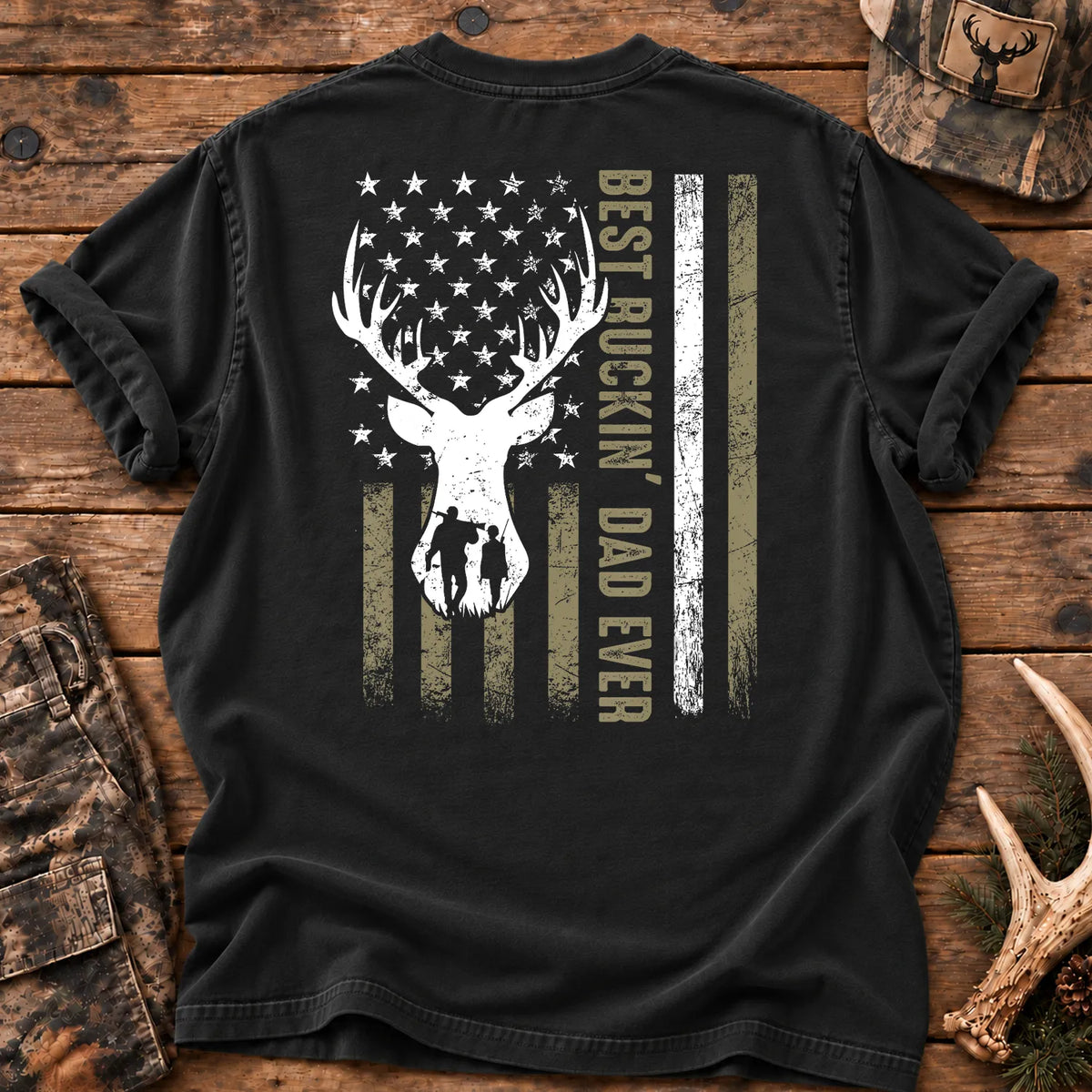 Deer Hunting Dad T-Shirt in Black