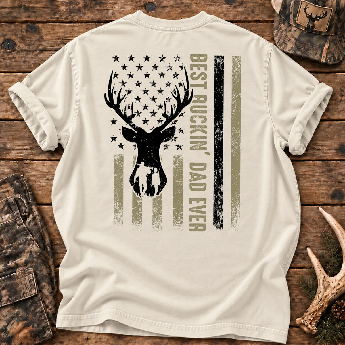 Deer Hunting Dad T-Shirt in Ivory