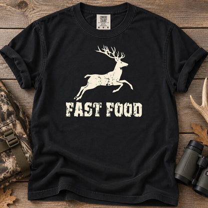 Deer Hunting Fast Food T-Shirt in Black