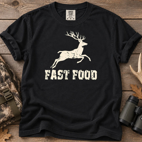 Deer Hunting Fast Food T-Shirt in Black