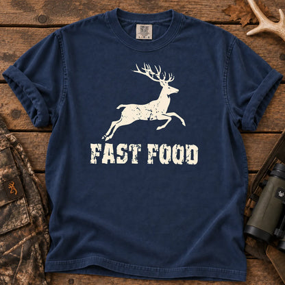 Deer Hunting Fast Food T-Shirt in True Navy