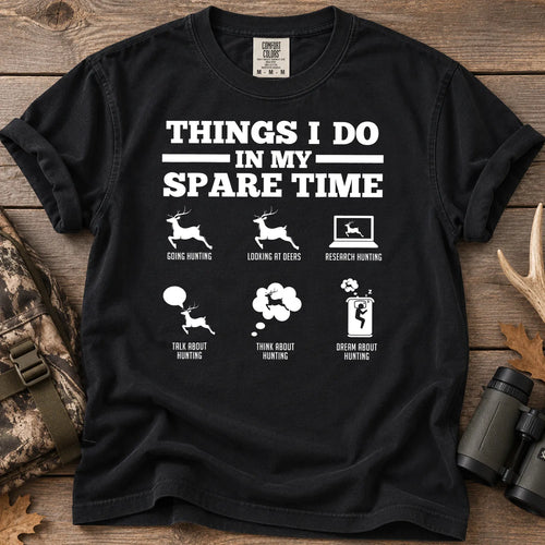 Deer Hunting Spare Time T-Shirt in Black