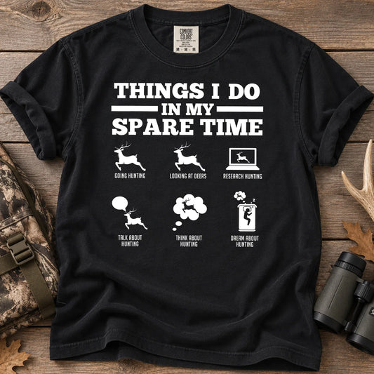 Deer Hunting Spare Time T-Shirt in Black