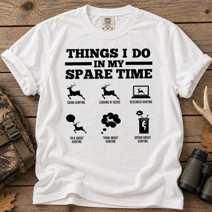 Deer Hunting Spare Time T-Shirt in White