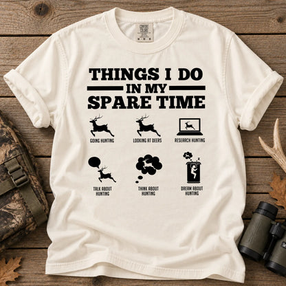 Deer Hunting Spare Time T-Shirt in Ivory
