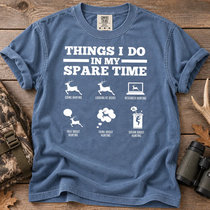 Deer Hunting Spare Time T-Shirt in Blue Jean