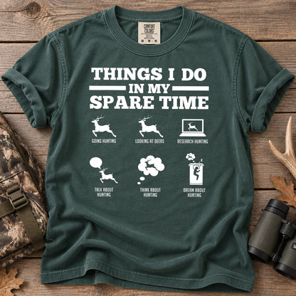 Deer Hunting Spare Time T-Shirt Blue Spruce - Front
