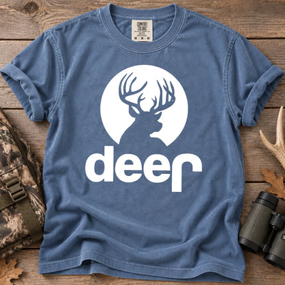 Deer Moon Silhouette T-Shirt in Blue Jean