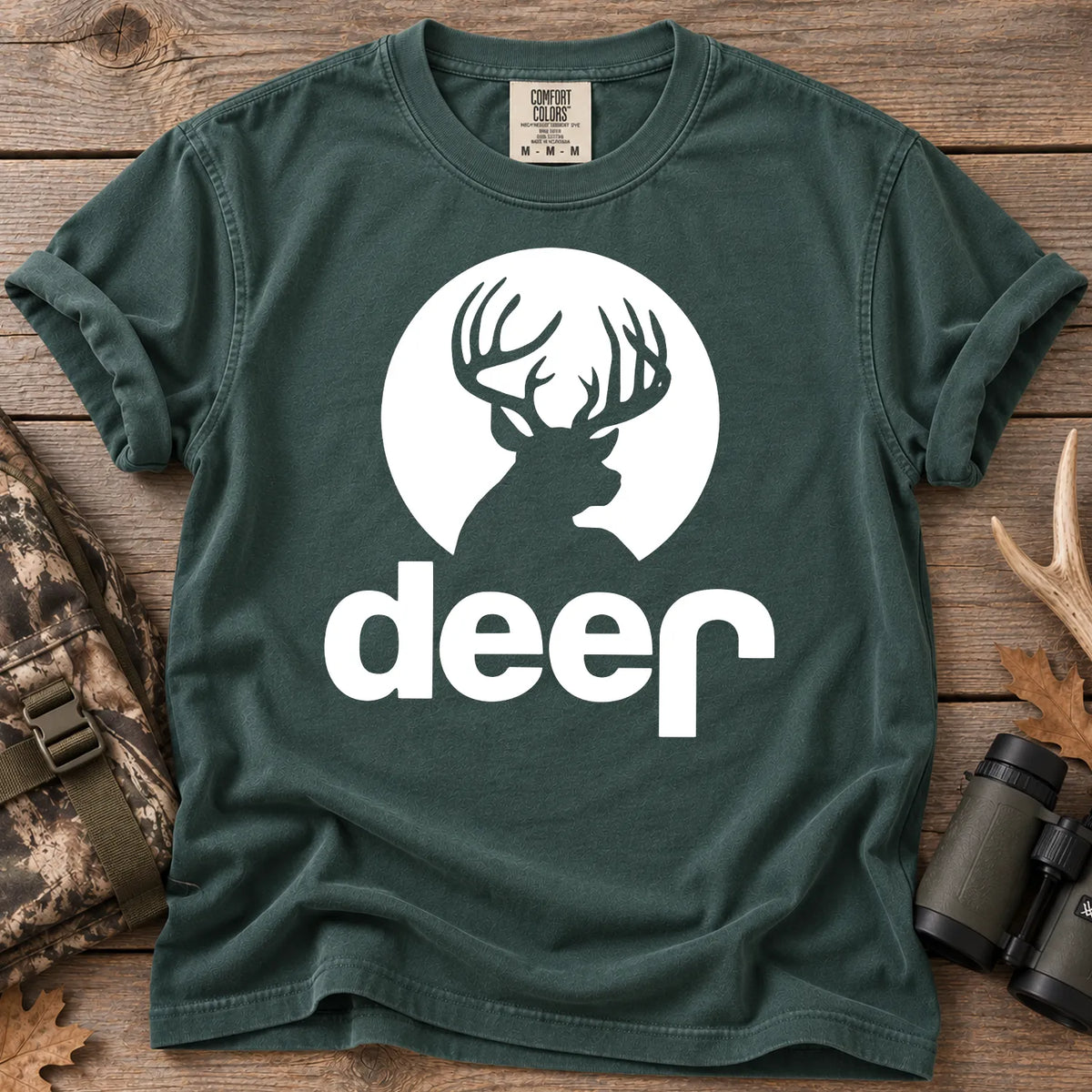 Deer Moon Silhouette T-Shirt in Blue Spruce