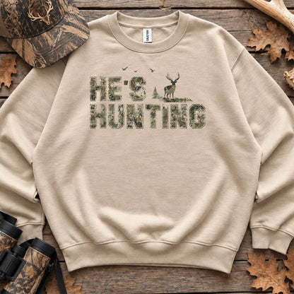 Distressed Hes Hunting Camo Sweatshirt in Sand